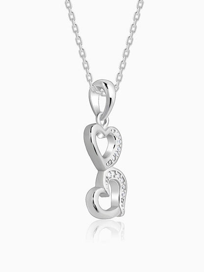 Silver All Hearts Pendant With Link Chain