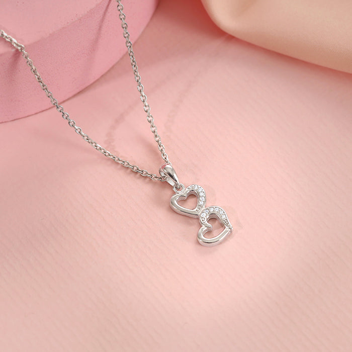 Silver All Hearts Pendant With Link Chain - view 2
