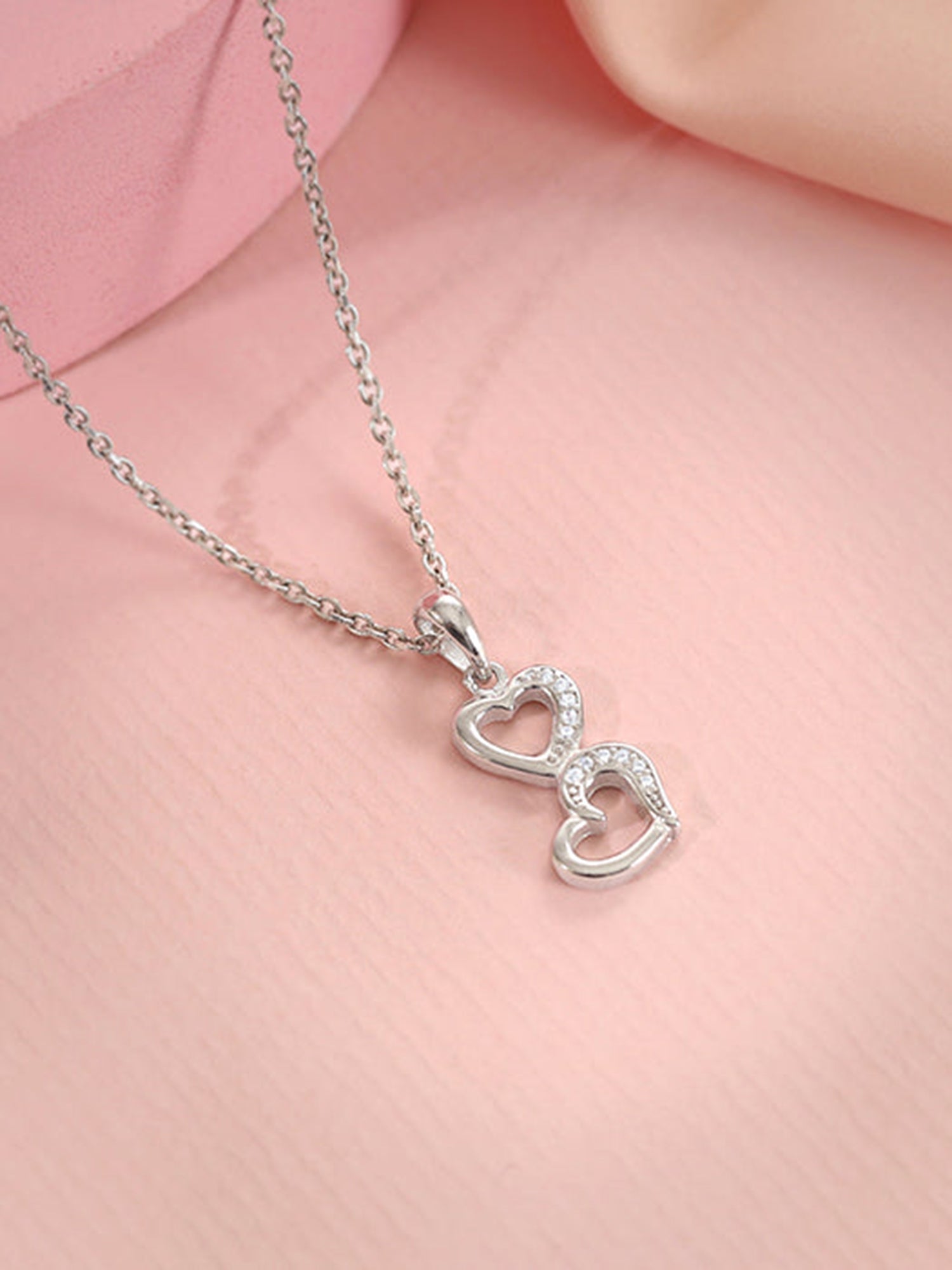 Silver All Hearts Pendant With Link Chain