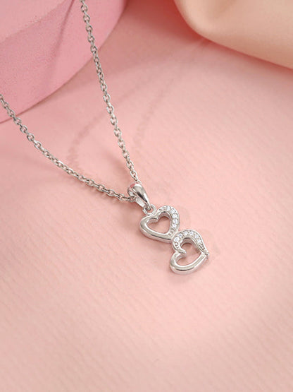 Silver All Hearts Pendant With Link Chain