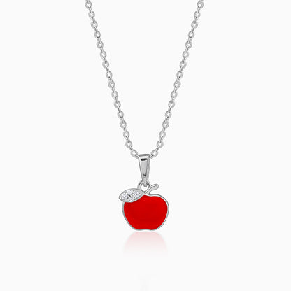 Silver Apple Kids Pendant With Link Chain