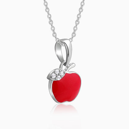 Silver Apple Kids Pendant With Link Chain