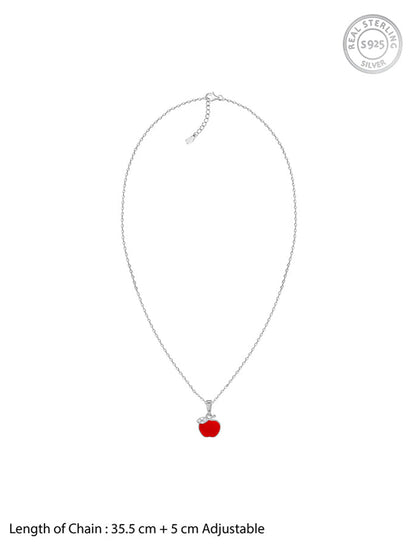 Silver Apple Kids Pendant With Link Chain