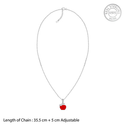 Silver Apple Kids Pendant With Link Chain