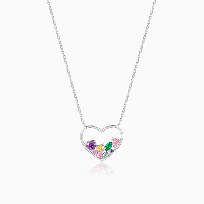 Silver Heart to Heart Necklace - Image 1