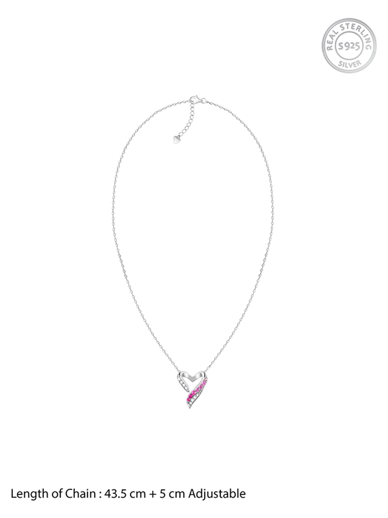 Silver Ombre Heart Necklace