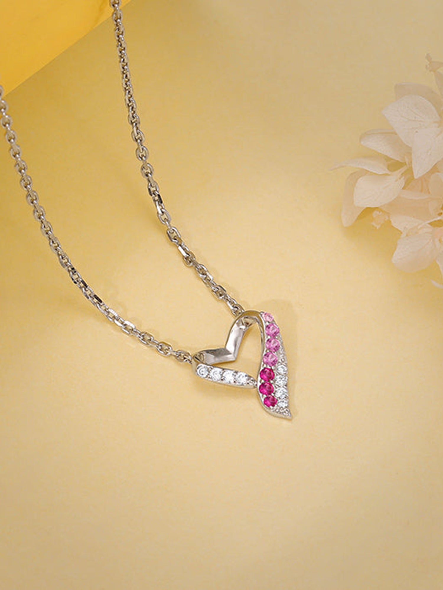 Silver Ombre Heart Necklace