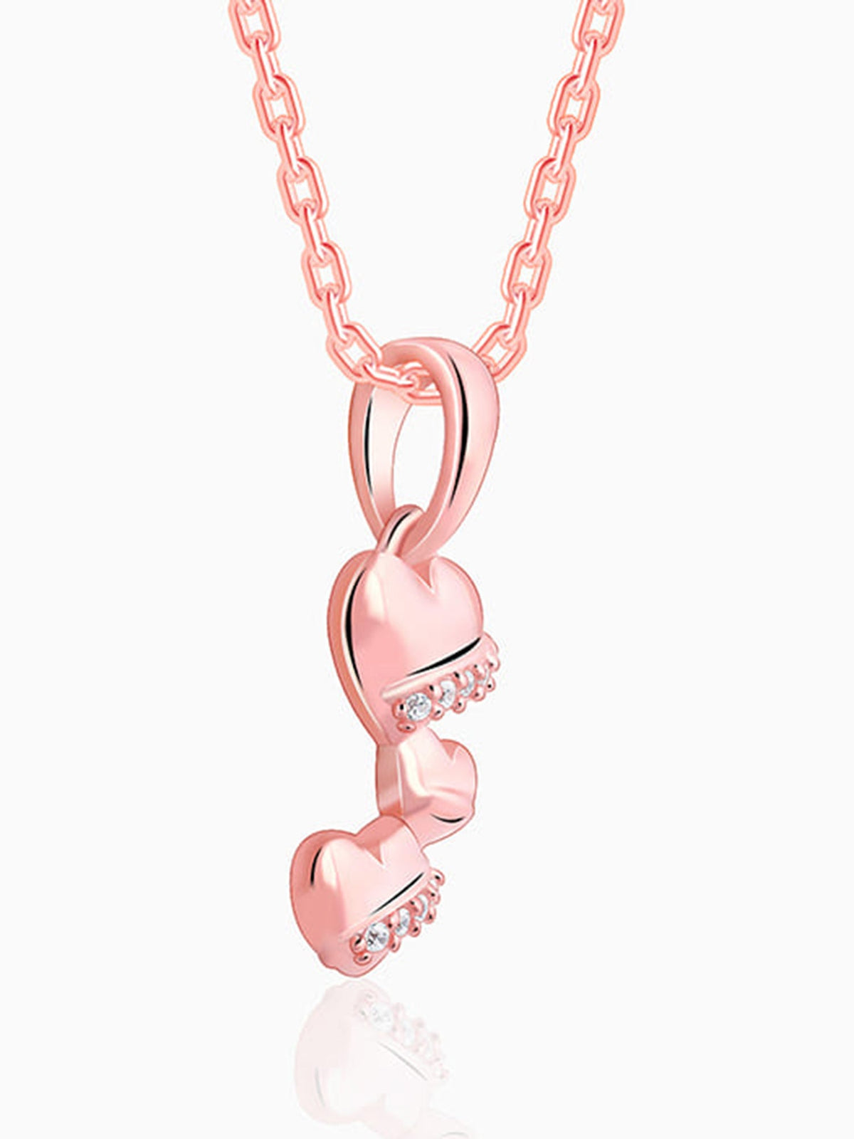 Rose Gold Cherished Sparkle Pendant With Link Chain