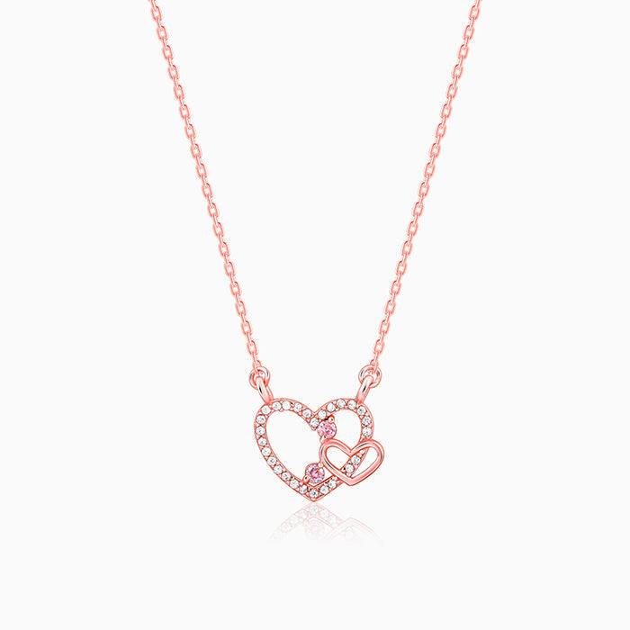 Rose Gold Double the Love Pendant with Link Chain - Image 1
