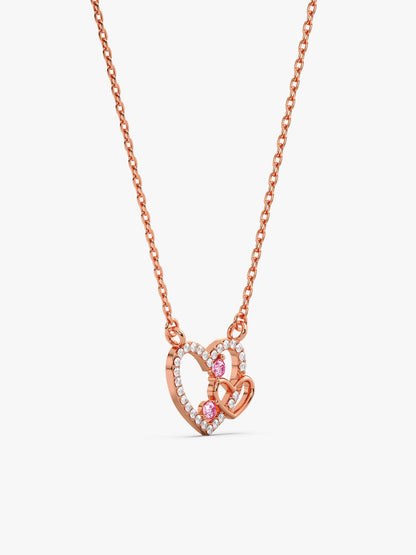 Rose Gold Double the Love Pendant with Link Chain