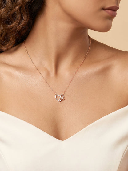 Rose Gold Double the Love Pendant with Link Chain