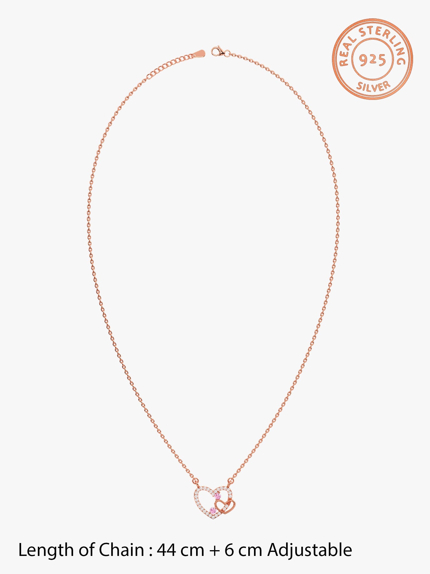 Rose Gold Double the Love Pendant with Link Chain