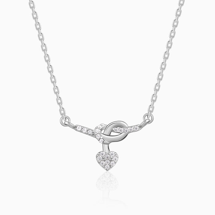 Silver Tied Heart Necklace - Image 1