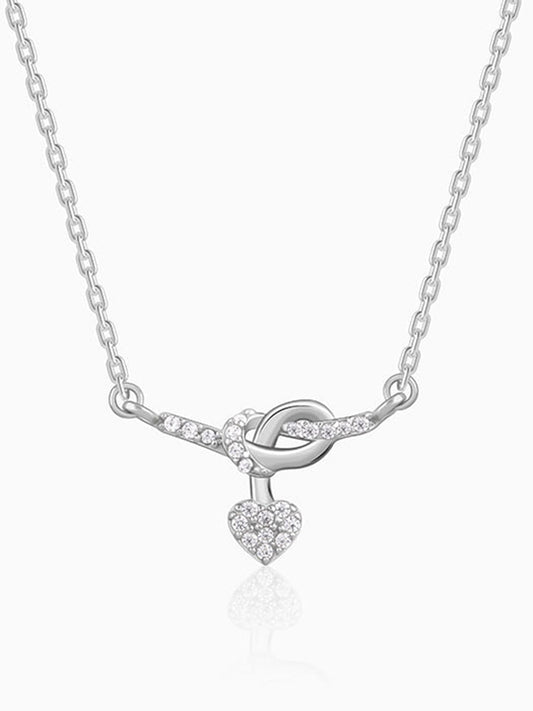 Silver Tied Heart Necklace