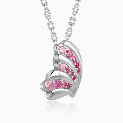 Silver Waveshell Pendant With Link Chain