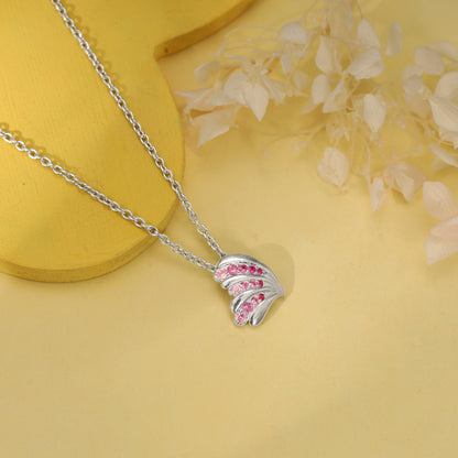 Silver Waveshell Pendant With Link Chain