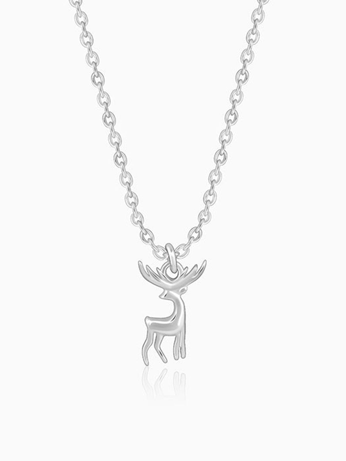 Silver Twilight Deer Pendant with Link Chain