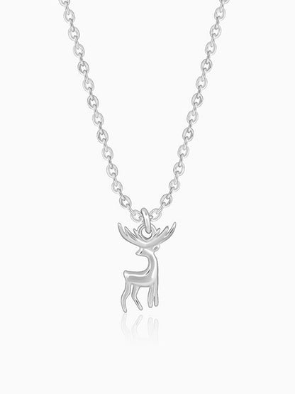 Silver Twilight Deer Pendant with Link Chain