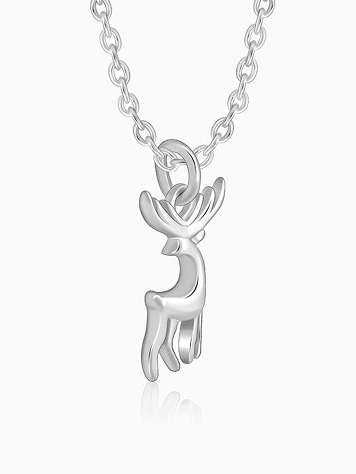 Silver Twilight Deer Pendant with Link Chain