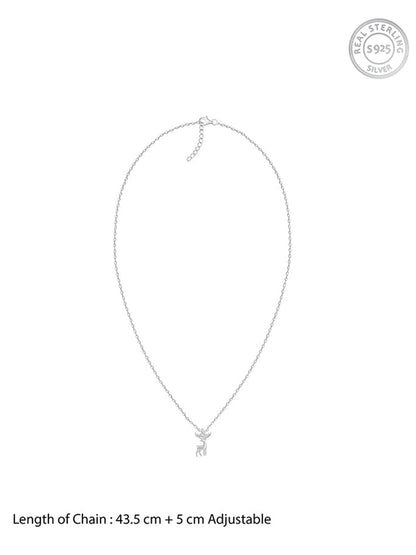 Silver Twilight Deer Pendant with Link Chain