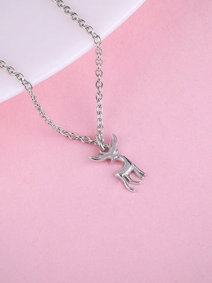 Silver Twilight Deer Pendant with Link Chain