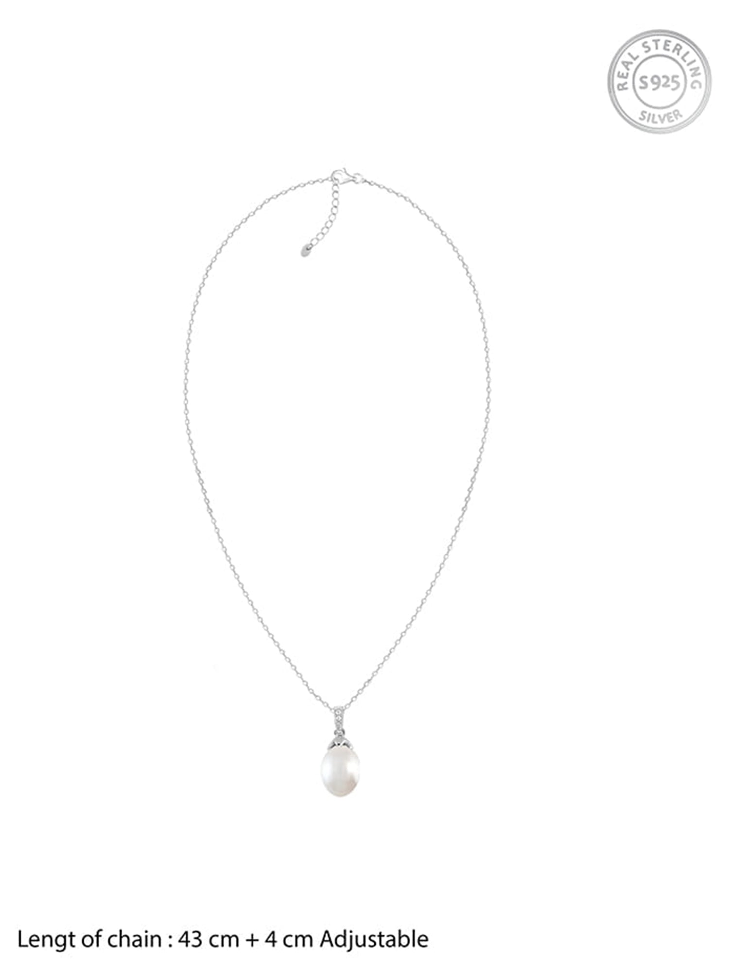 Silver Pearly Hug Pendant with Link Chain