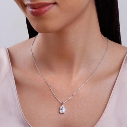 Silver Radiant Square Pendant with Link Chain