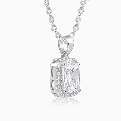 Silver Radiant Square Pendant with Link Chain