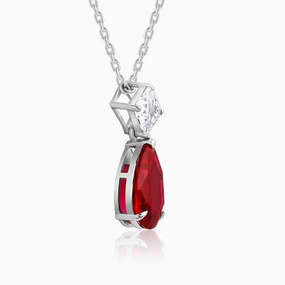 Silver Scarlet Drop Pendant With Link Chain