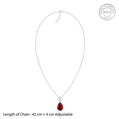 Silver Scarlet Drop Pendant With Link Chain
