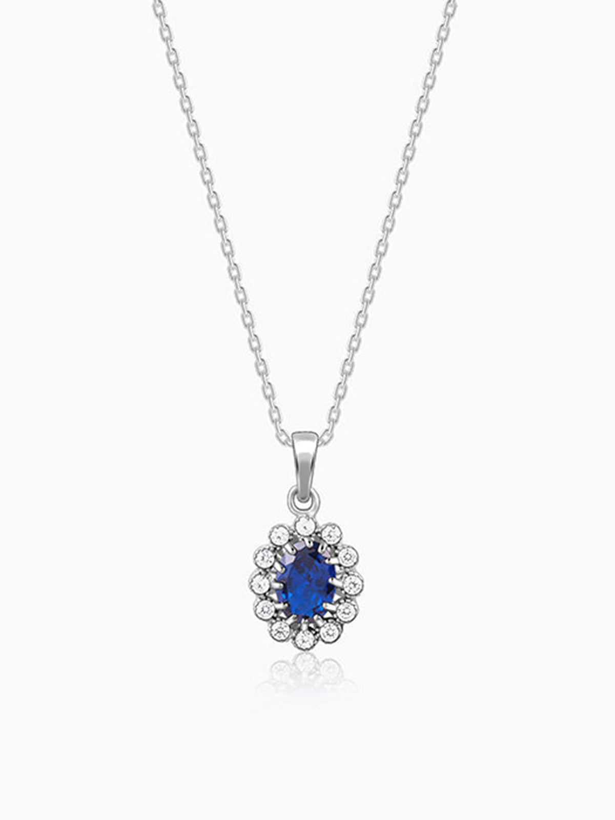Silver Azure Floral Pendant With Link Chain
