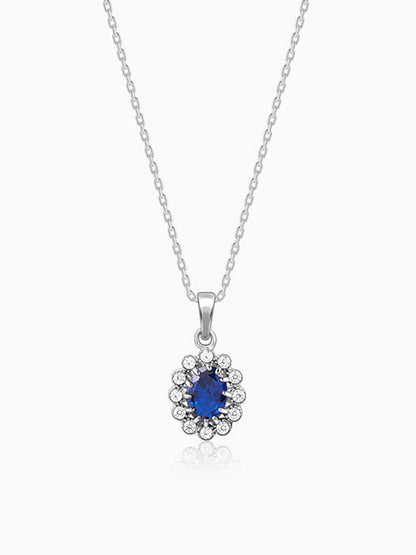 Silver Azure Floral Pendant With Link Chain