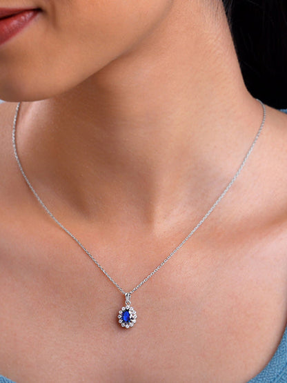 Silver Azure Floral Pendant With Link Chain