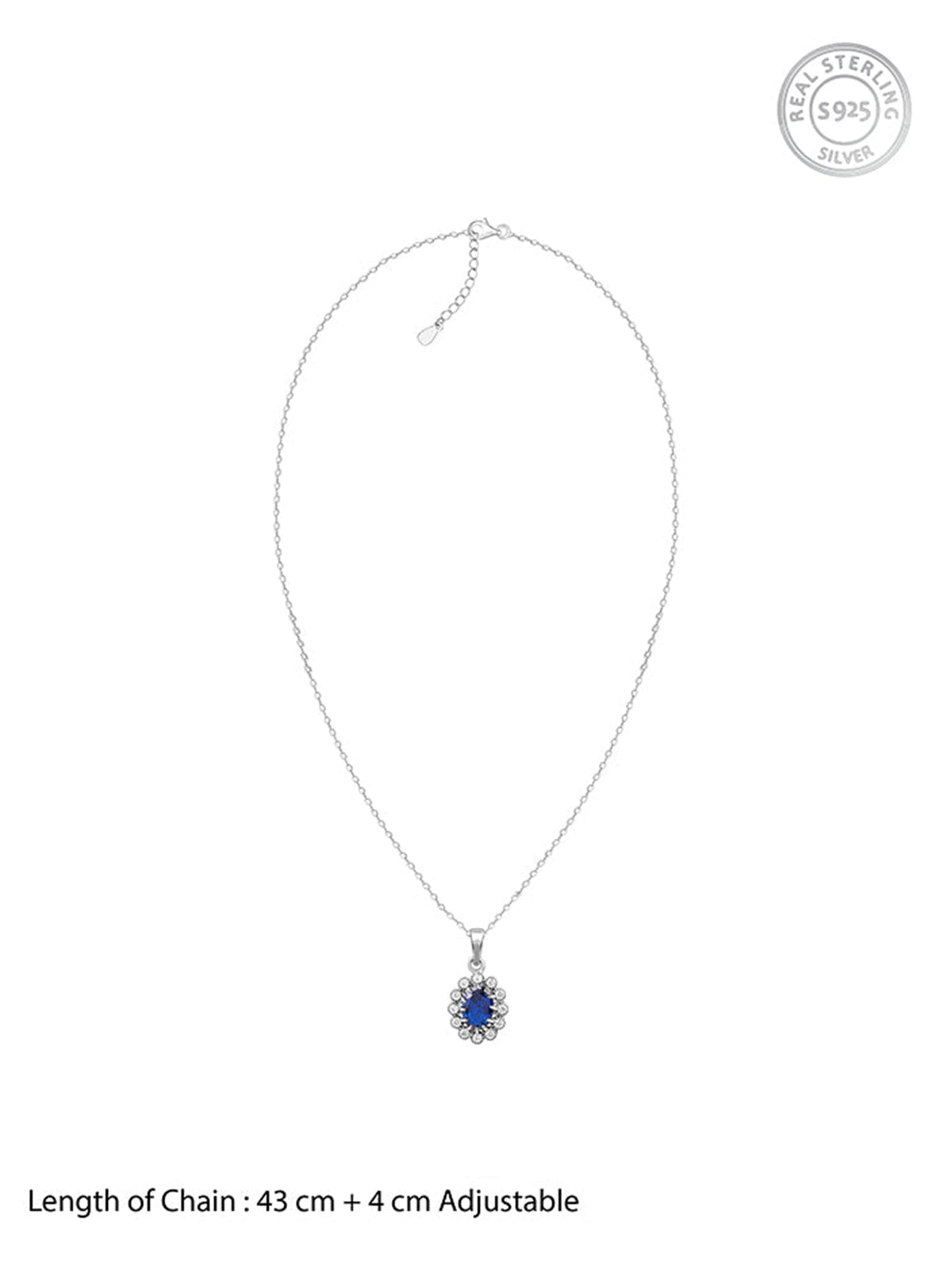 Silver Azure Floral Pendant With Link Chain