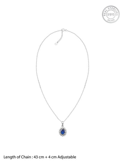 Silver Azure Floral Pendant With Link Chain