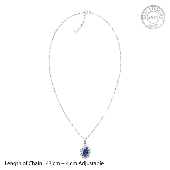 Silver Azure Floral Pendant With Link Chain - view 6
