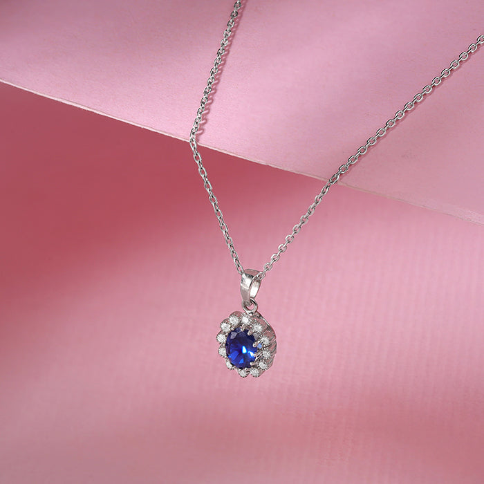 Silver Azure Floral Pendant With Link Chain - view 2