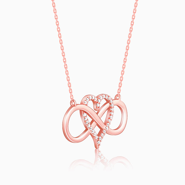 Dual Tone Infinity Heart Pendant with Link Chain