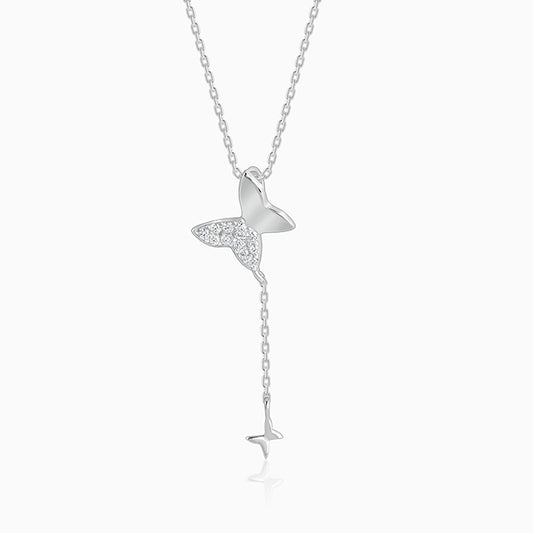 Silver Pretty Butterfly Pendant with Link Chain