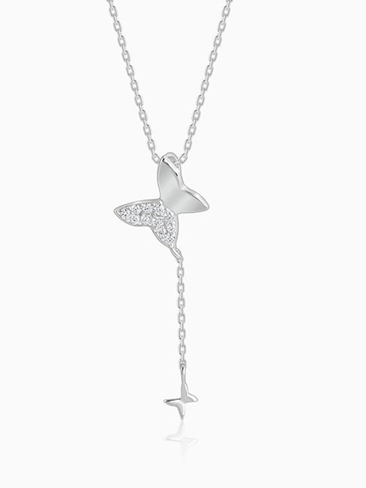 Silver Pretty Butterfly Pendant with Link Chain