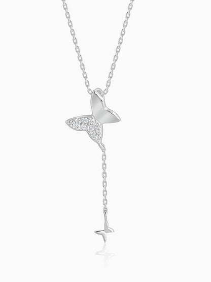 Silver Pretty Butterfly Pendant with Link Chain