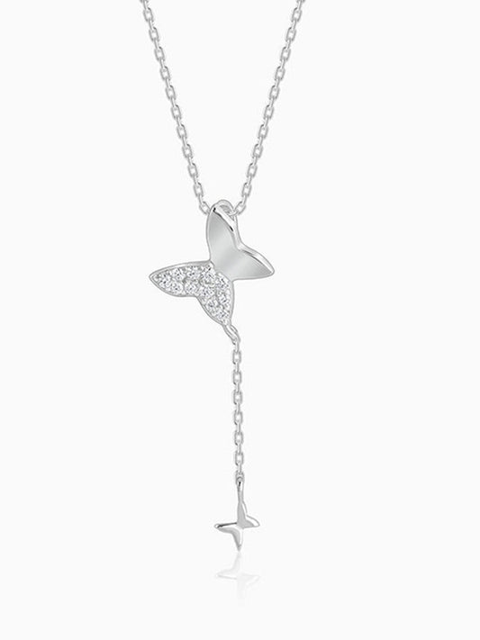 Silver Pretty Butterfly Pendant with Link Chain