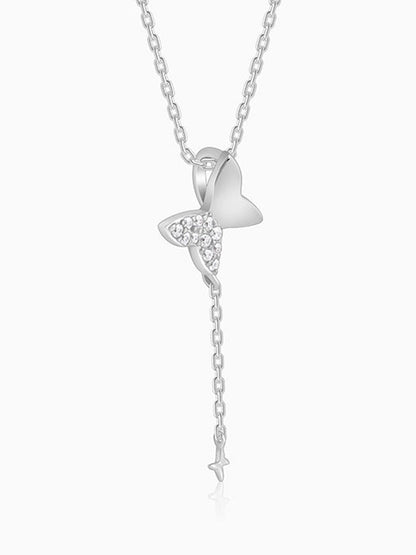 Silver Pretty Butterfly Pendant with Link Chain