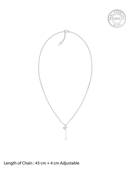 Silver Pretty Butterfly Pendant with Link Chain