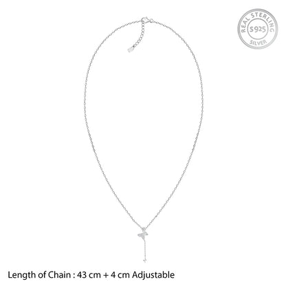 Silver Pretty Butterfly Pendant with Link Chain