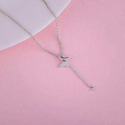 Silver Pretty Butterfly Pendant with Link Chain