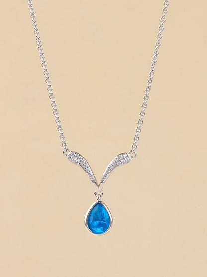 Silver Aqua Blue Necklace