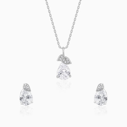 Silver Leafy Teardrop Set