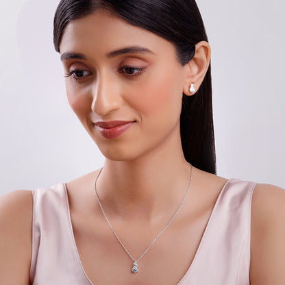 Silver Leafy Teardrop Set