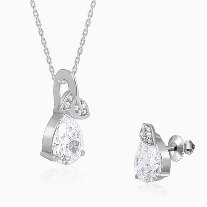 Silver Leafy Teardrop Set